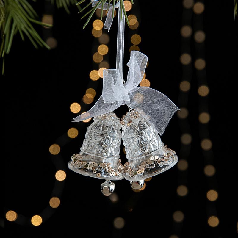Cross-border Christmas Decorations Sequins Acrylic Pendant Transparent Snow Pendant Christmas Tree Scene Layout Props