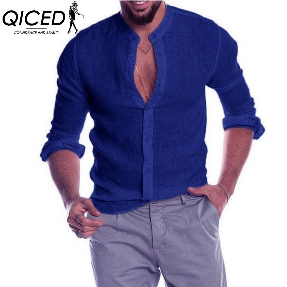 QICED Bavlněné tričko s dlouhým rukávem Pánská móda Volné tričko S potiskem Soucitné tričko