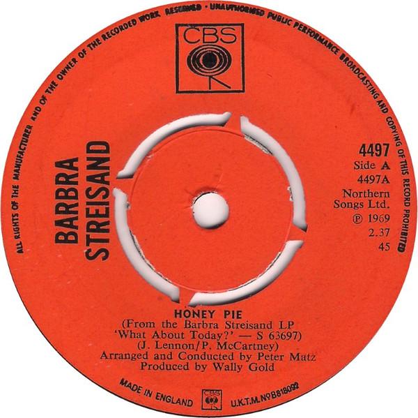 7inch Record BARBRA STREISAND - Honey Pie 4497 CBS 1969 UK Pop Used