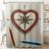 Nautical Decor Shower Curtain Set Waterproof Bathrooms Modern Compass Print Blue Orange Pencil White Bathtub Liner Home Decor