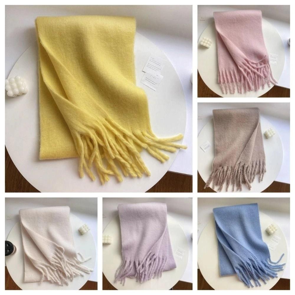 Macaron Solid Color Warm Neck Scarf Korean Style Winter Cashmere Shawl  Women
