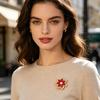 Flower Brooch Pin for Women, Rhinestones Inlaid Brooch Pin for Dress, Coat, Shawl Gift for Mother, Wedding