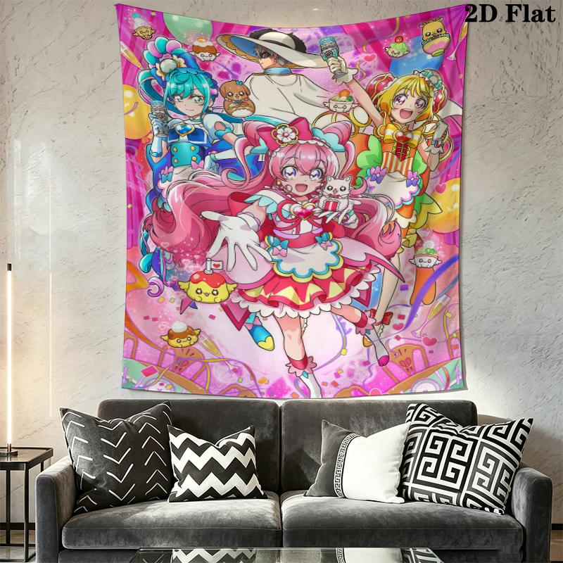 Pretty Cure Wall Tapestry Aesthetic Wall Hanging Printed Fabric Blanket Decorative Tapestries for Bedroom Living Room Home Decor