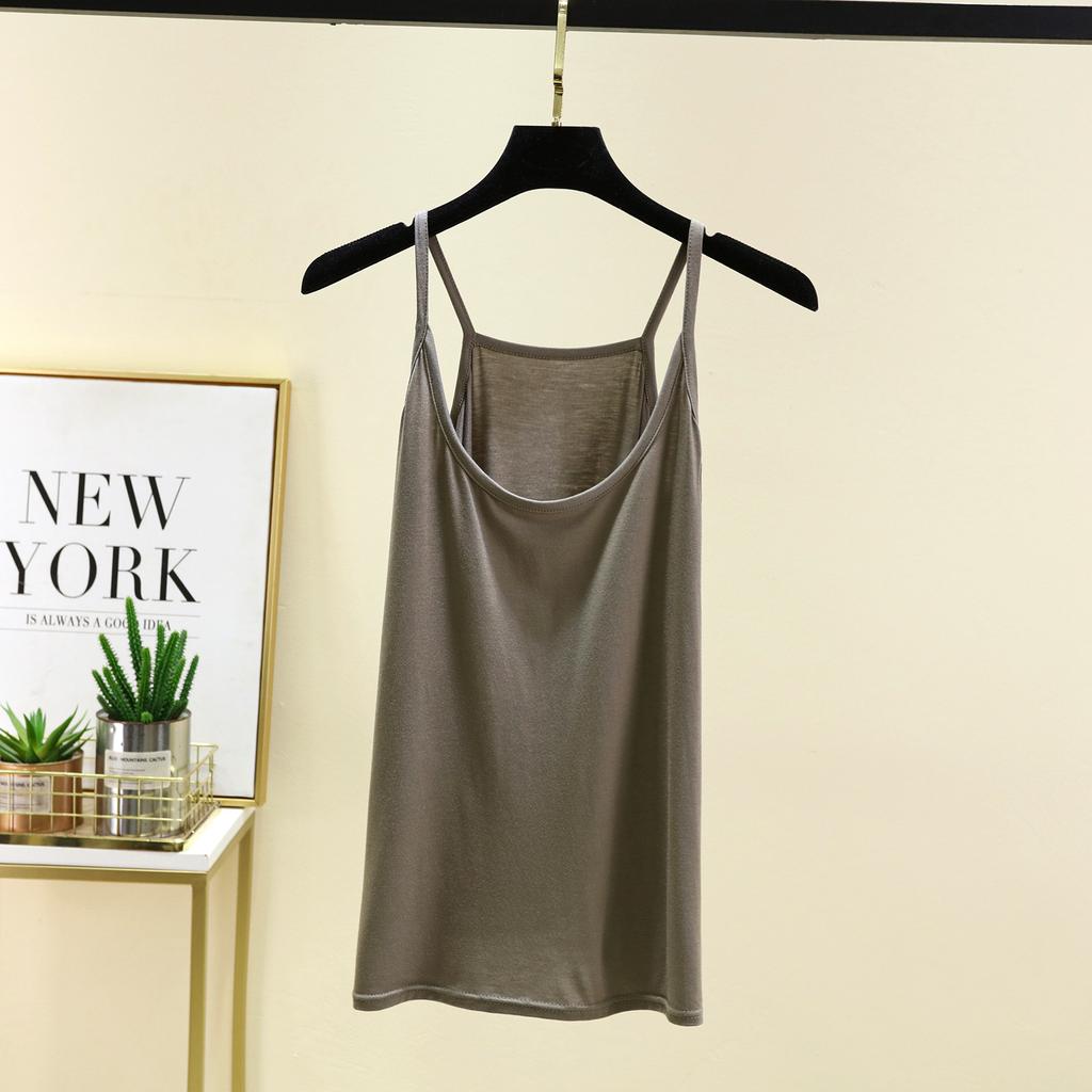 Versatile Suspenders Women's Small Sexy Vest Women's Inner Ice Silk Thin Clothes Slim and Thin Round Neck Suspenders