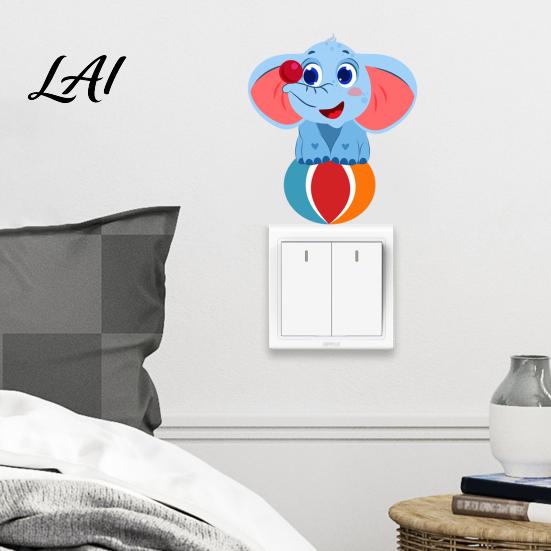 Decorative Party Scene Accents Cute Elephant Switch Sticker PVC Waterproof Light Decal Protective Cover for Versatile Home Beautification Gifts Kids