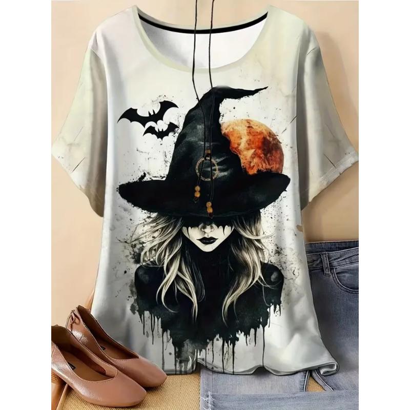 Fashion Women's Crew Neck Short Sleeve 3D Casual Color Printing Casual Short Sleeve Crew Neck T-Shirt