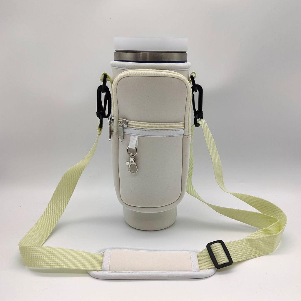 Insulated Ice Cup Holder with Cell Phone Pocket - Fits 30/40oz Neoprene Water Bottles