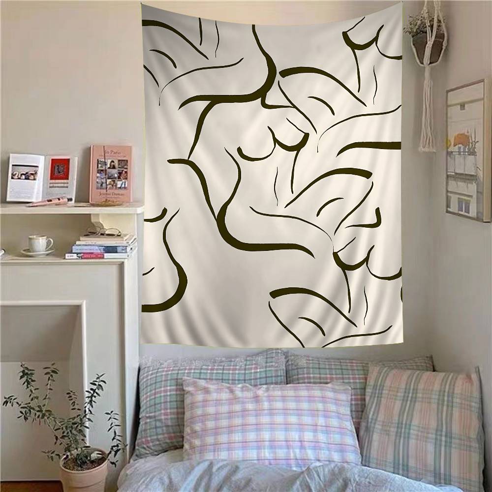Abstract minimalist female body lines anime tapestry wall decoration home decor girls bedroom decoration