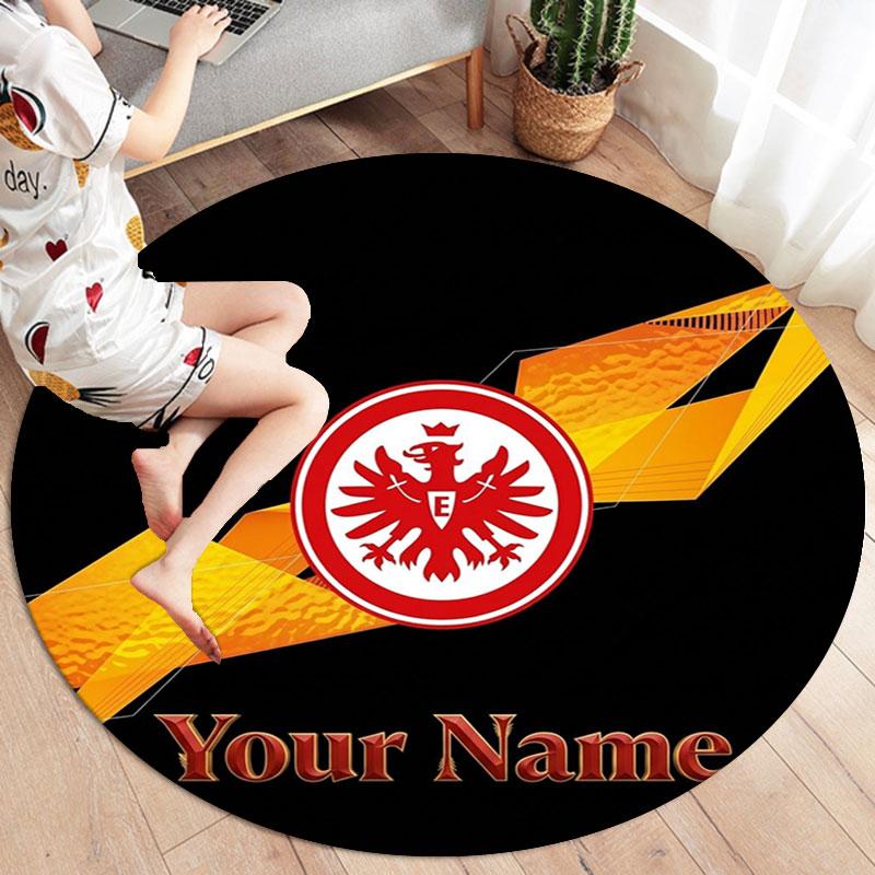 Eintracht Frankfurt Custom Name Round Area Rug,Carpet Rug for Living Room Bedroom Sofa Playroom Decor,Non-slip Floor Mat