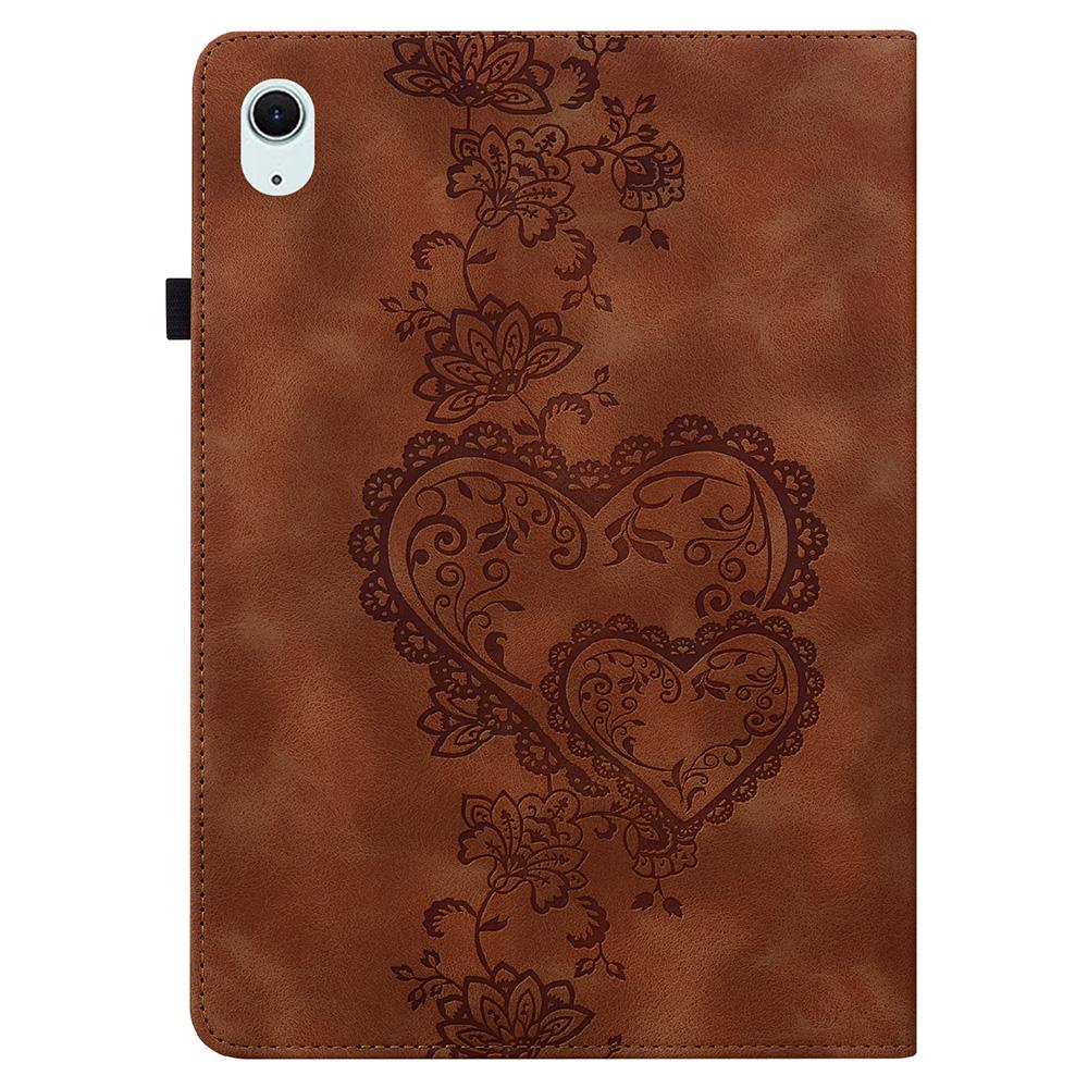 For iPad Air 13 (2025)/(2024) Leather Case Heart Imprint Foldable Stand Card Slot Stylus Holder Tablet Cover