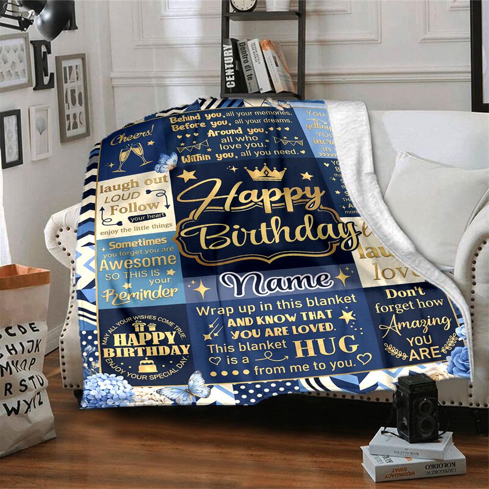 Happy Birthday Celebrationcustomize Your Name Blanket Soft And Comfortable It'S The Perfect Gift For Family Friends Or Loved Ones Suitable For All
