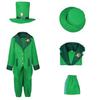 Leprechaun Frack Festliches Grün Polyester Kostümjacke Outfit St. Patrick's Day Party Halloween Bühnenprogramm Aufführungskleidung