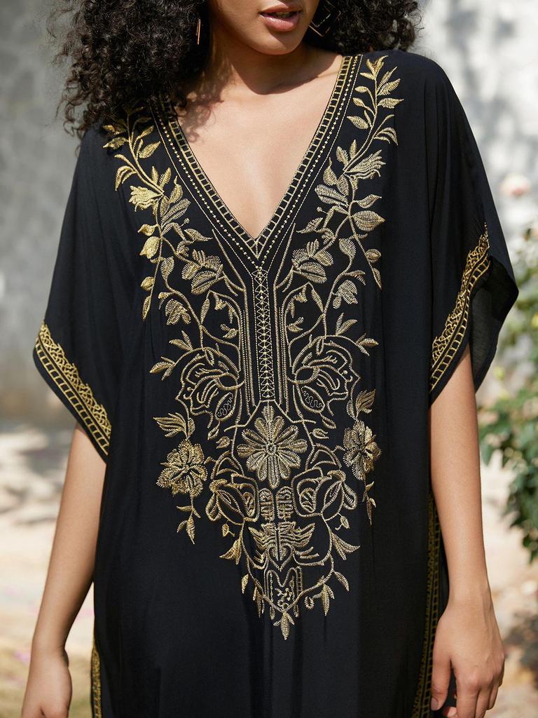 2024 Cotton Embroidered Vacation Plus Size Beach Dress Cover-up