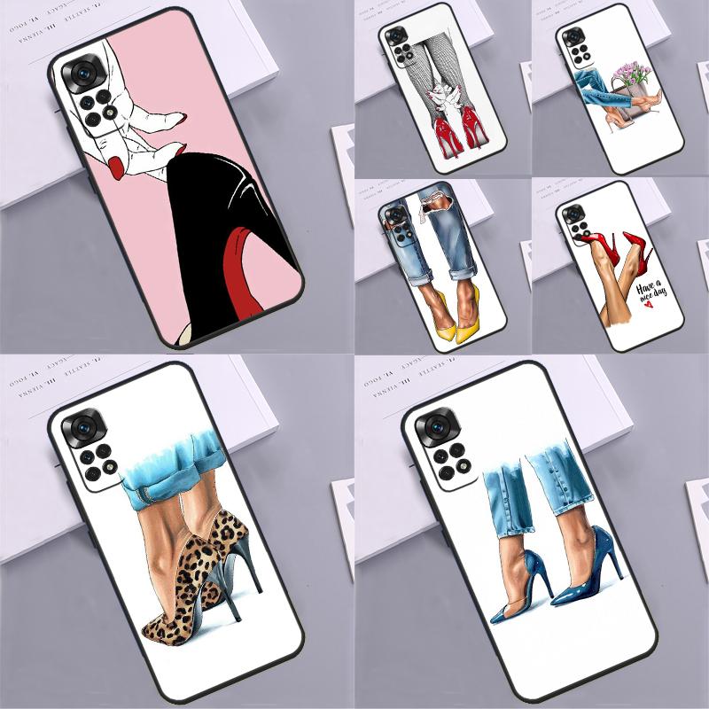 Fashion High Heels Case For Xiaomi Redmi Note 14 Pro 9 10 11 12 13 Pro 10S 11S 12S Redmi 13C 10C 12C 14C Coque