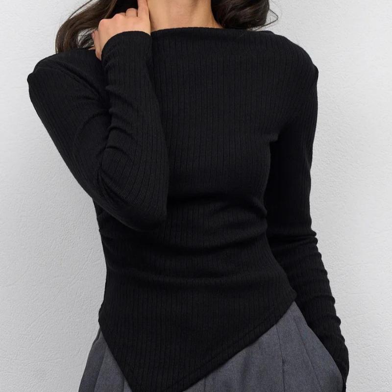 European and American Y2K Irregular Top Women's Autumn and Winter Long Sleeved T-shirt