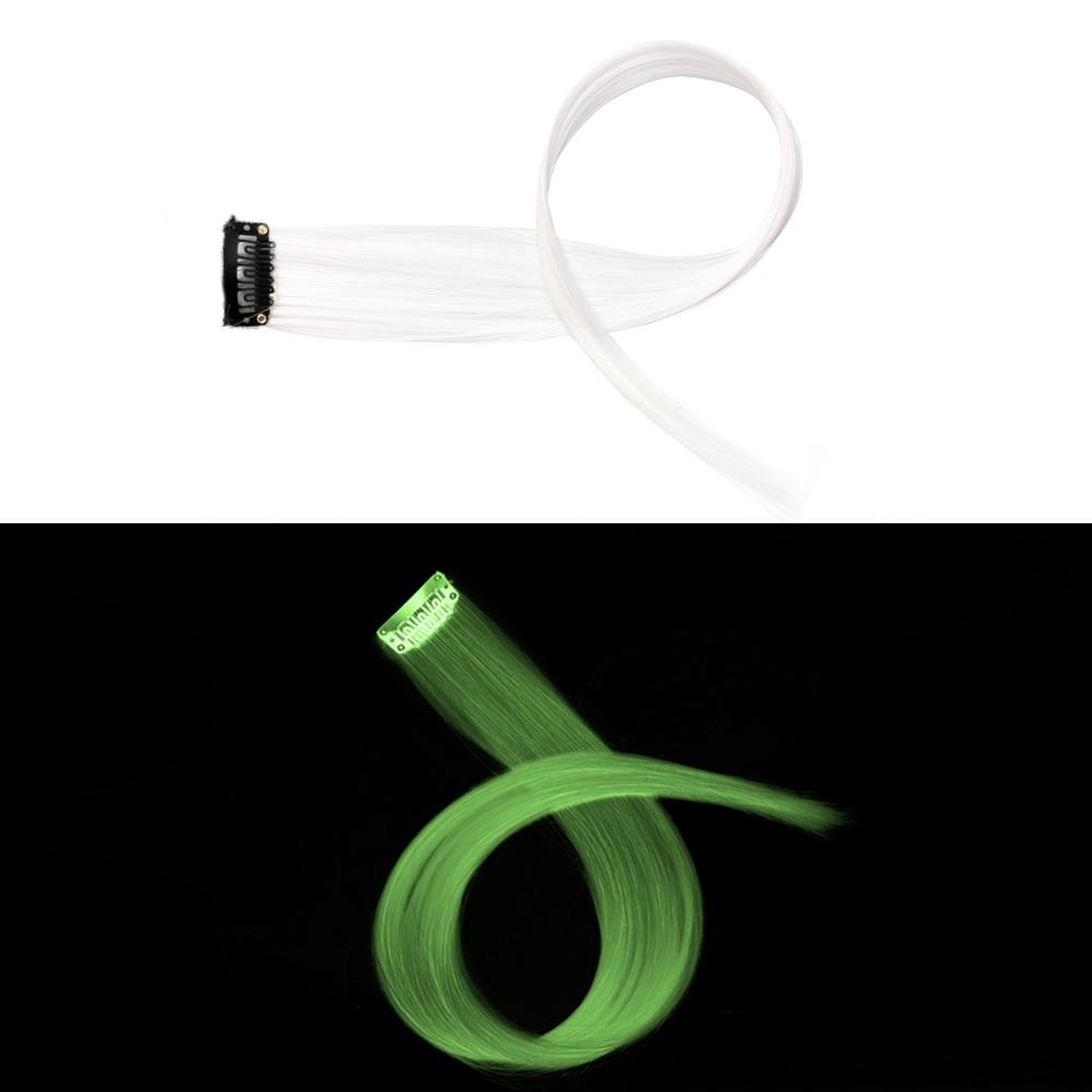 

Синтетические светящиеся заколки для волос, длинные прямые радужные цвета, накладные волосы на заколках, цельные для женщин