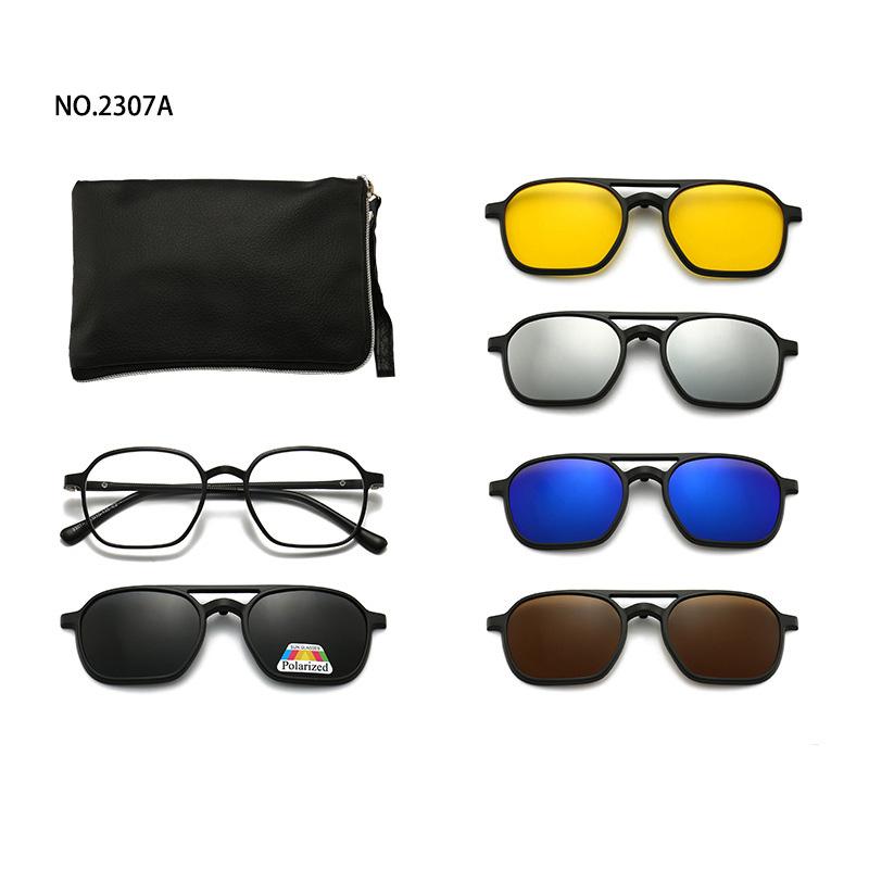 6 In 1 Men Women Optical Magnetic Sunglasses Clip Magnet Clip on Sunglasses Polaroid Clip on Sun Glasses WIth Box