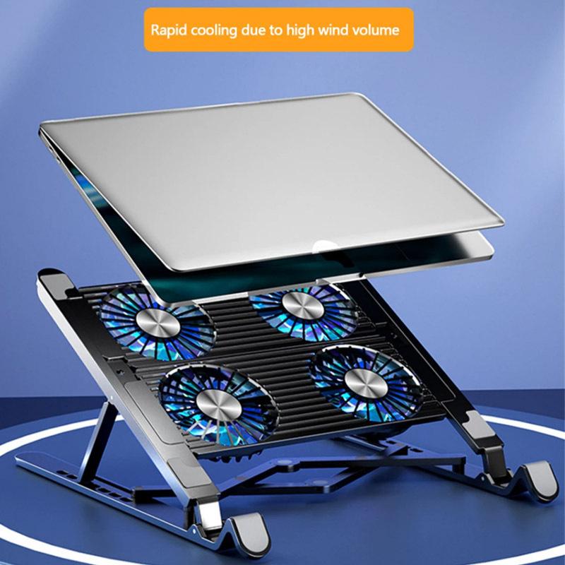 New Laptop Cooler Base Stand Foldable Laptop Cooling Pad Portable Adjustable Notebook Stand for 13-17.3 Inch with 4 Fans