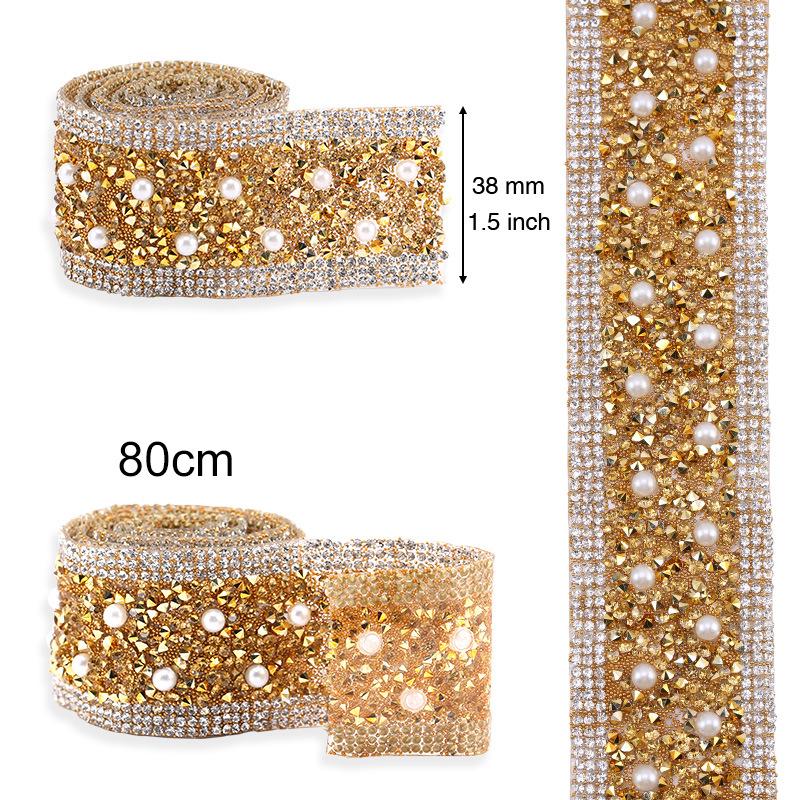 Gold, Silber, Perle Harz Strass Gemischter Diamantstreifen Heißschmelzkleber Heißer Diamantstreifen Tasche Bekleidungszubehör