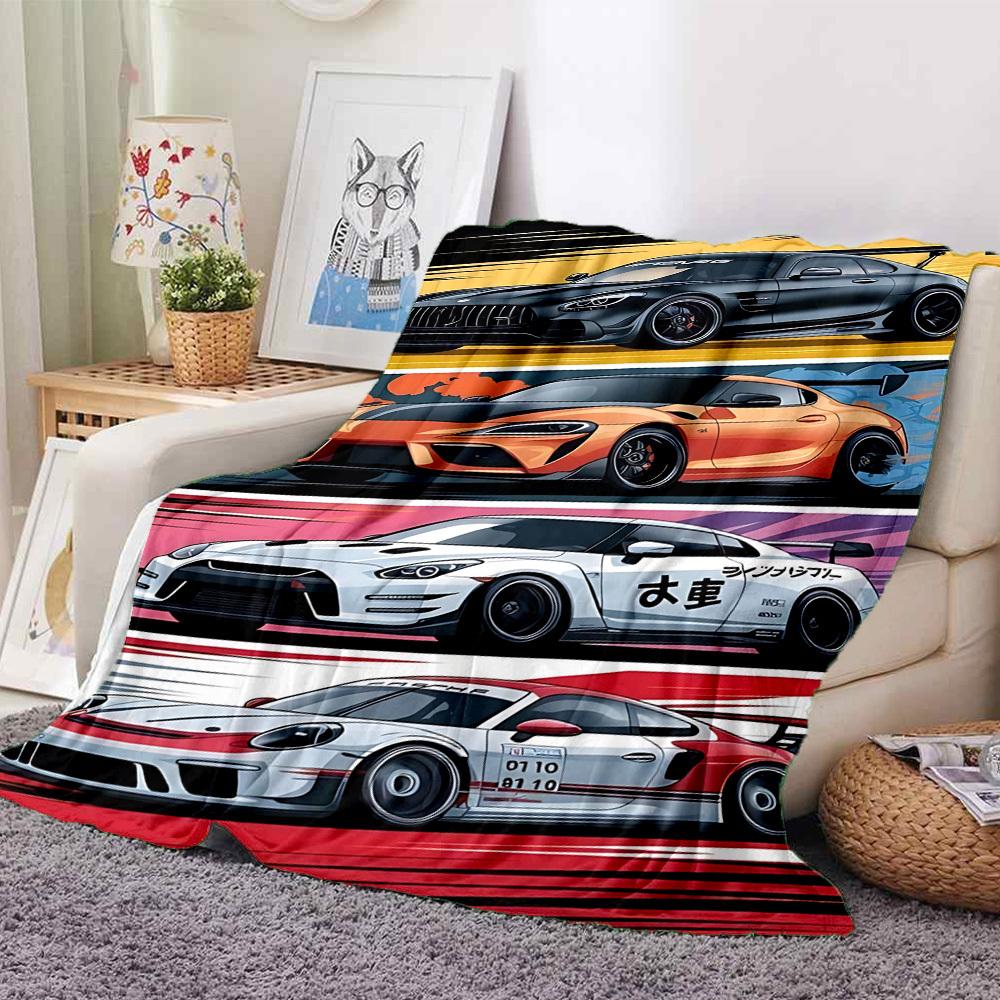 1PC Racing Cars Blanket, Throw For Sofa, Bed, Travel, Camping, Livingroom,
