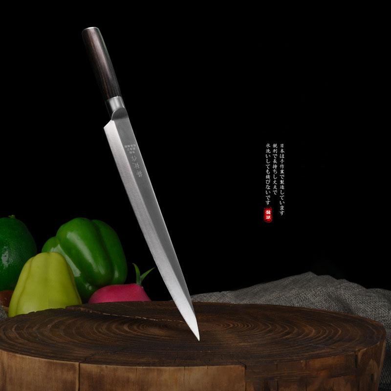 

Sashimi Knife Japanese Style 6Cr16MoV Steel Sharp Slicing Fish Sushi Filleting Cleaver Kitchen Knives Wood Handle 30cm Blade
