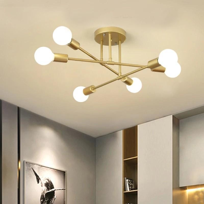 Modern Minimalist Indoor Wrought Iron Multi-Head Ceiling Light for Living Room, Restaurant, and Bedroom