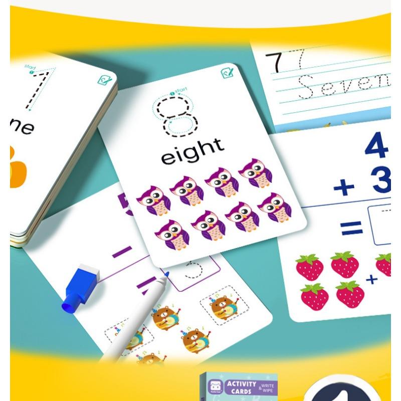 Flashcards de Alfabeto, Números e Palavras para Aprendizagem Cognitiva e Educação Infantil - Apagáveis