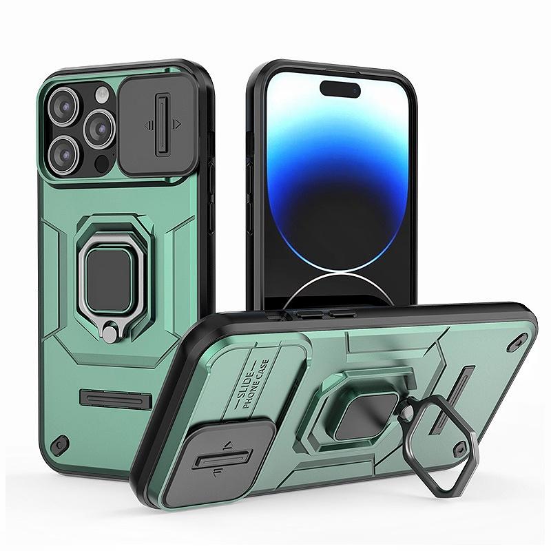 Shockproof Armor Slide Camera Case For iPhone 16 15 14 13 Pro Max Plus Cover Lens Protect Magnetic Ring Stand Holder Funda Coque