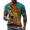 Summer Round Neck 3D Vibrant Ethnic Print Top Fashionable Casual Short Sleeved Men's T-shirts