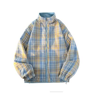 Herren Reißverschlusstasche Karo Streifen Kontrast Langarm Rollkragen Strickjacke Mode Oberteil