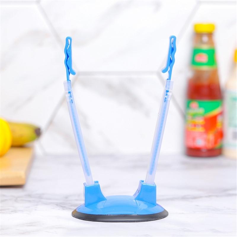 Plastic Freezer Bag Stand Secure Nonslip Base Adjustable Clip Kitchen Meal Preparation Organiser Storage Rack