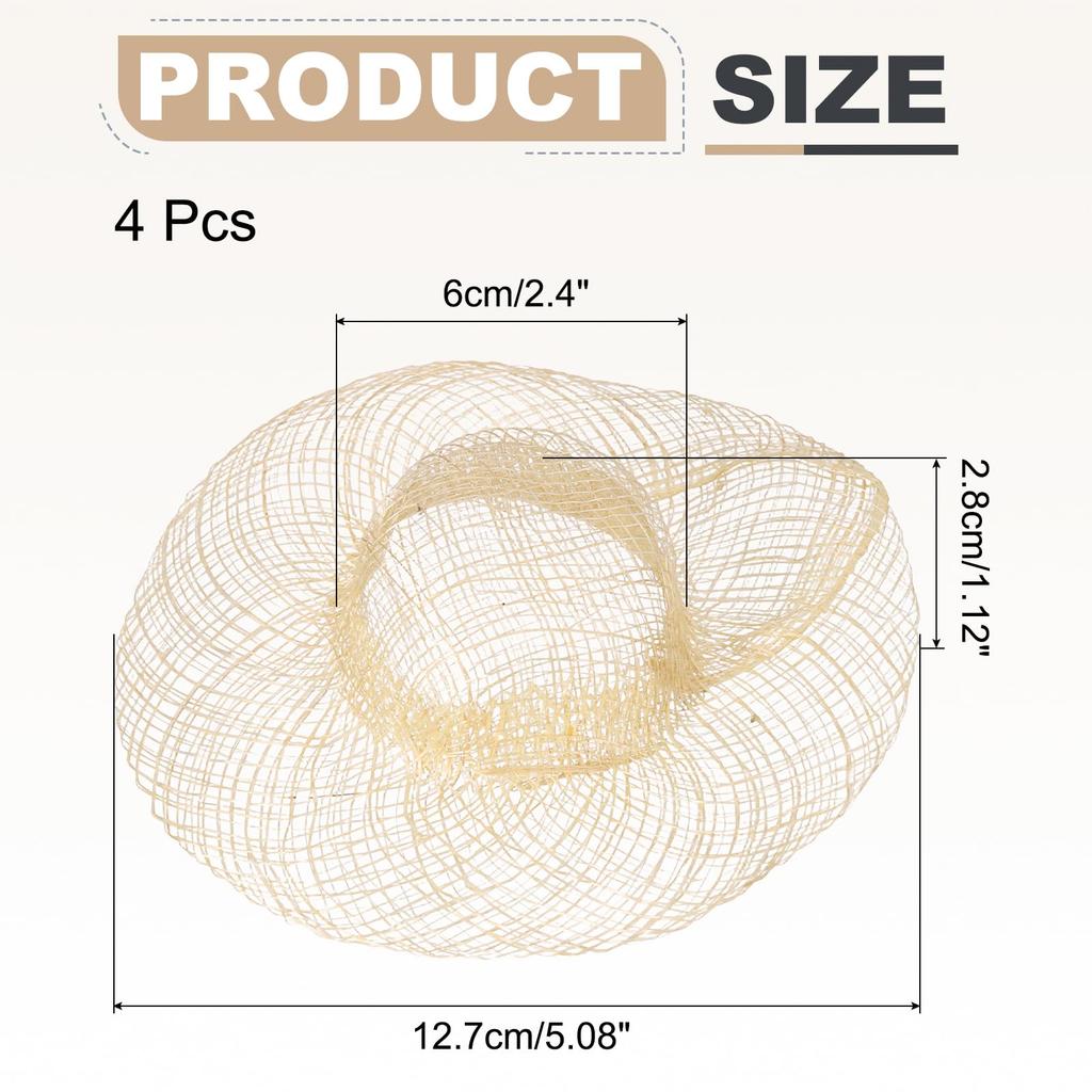 uxcell Mini Straw Hats 4-Pack, 5-inch Woven Straw Hats for Miniature Dolls, Natural Small Hats, XL Size, Wood Color