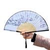 Silk Cloth Folding Flower Hand Fan Bamboo Frame Retro Handheld Fan Creative Dance Fan  Gift Giving