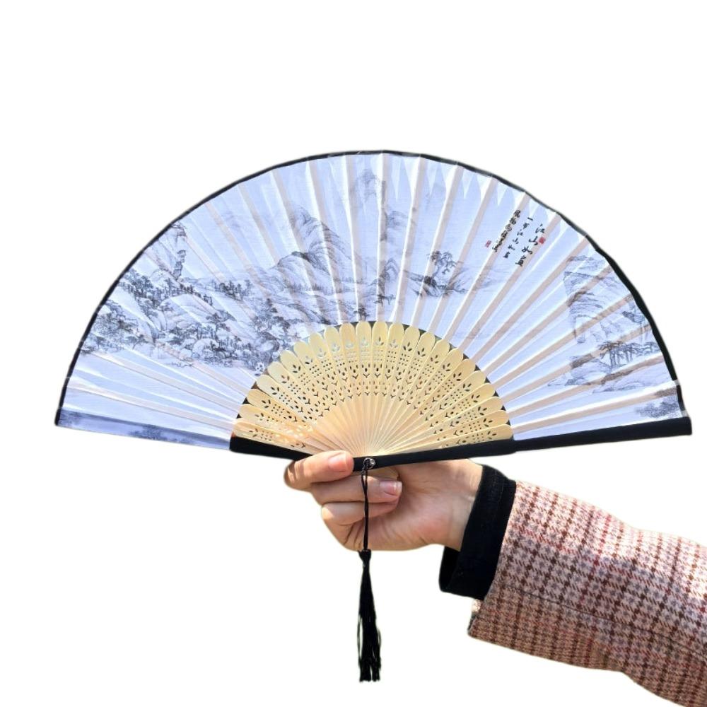 Silk Cloth Folding Flower Hand Fan Bamboo Frame Retro Handheld Fan Creative Dance Fan Gift Giving