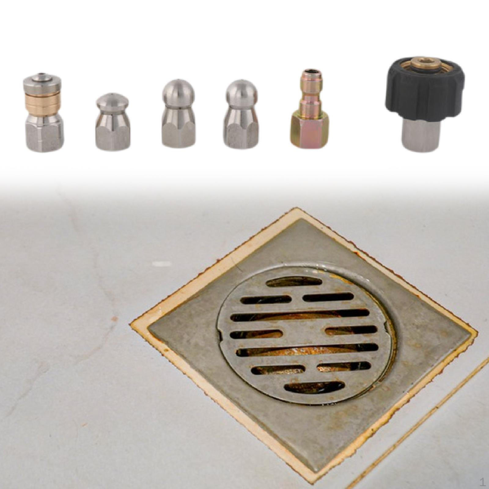 

Pressure Washer Sewer Jetter Nozzle Drain Cleaning Tips Garden Quick Connect Portable Practical 6 Pieces