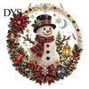 Christmas Tree Hanging Ornaments Xmas Snowman Ornament, Round Acrylic Santa Reindeer Seasonal Party Decor Door Sign for Festive Window Wall