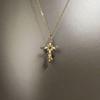 Vintage Golden Petal Cross Necklace, Long Gold Plated Collar Chain