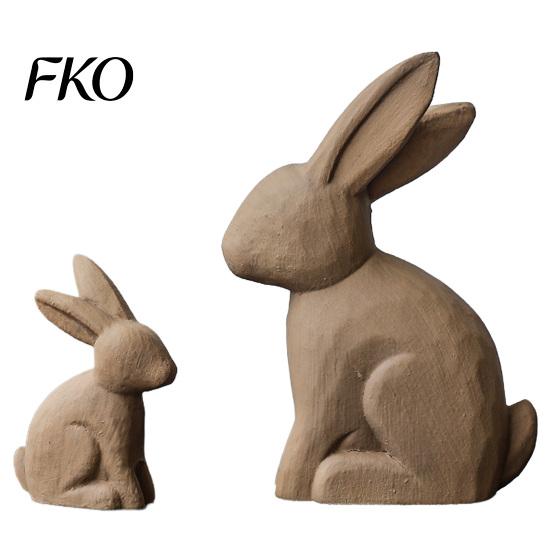 Soft Desktop Decoration Rabbits 2Pcs Distressed Rabbit Statue, Vintage Bunny Figurines, Easter Decorations, Rustic Staggered Height