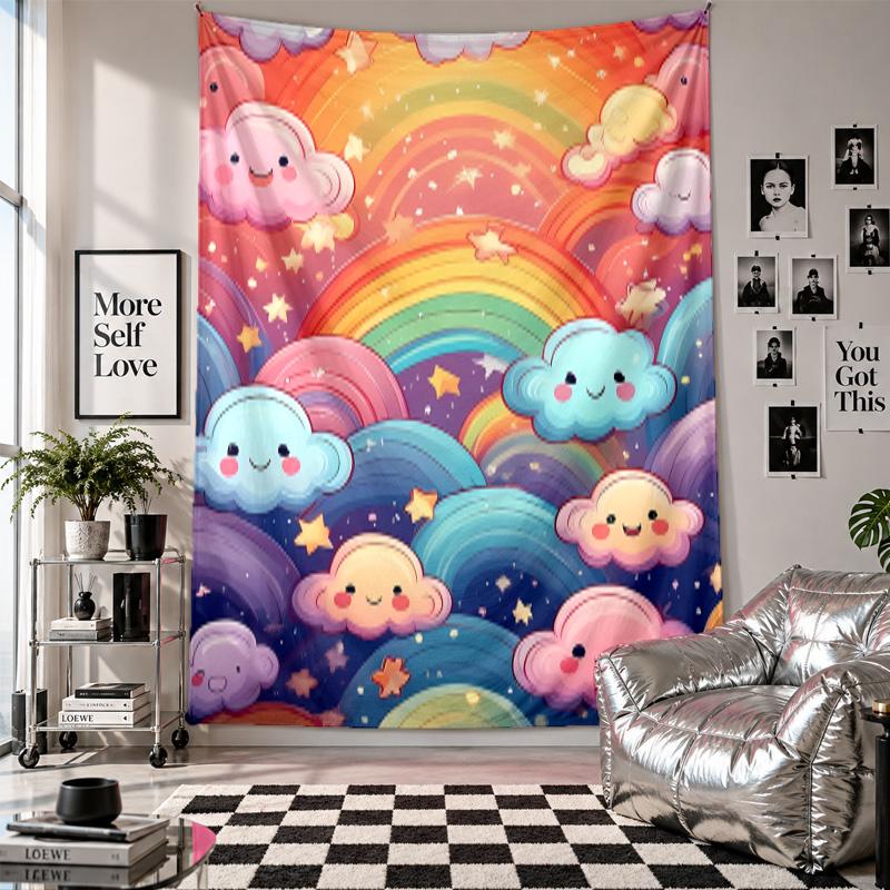 Wall TapestryRainbow Sun Art Hanging Cloth Decorative Background Cover for Room Decoration