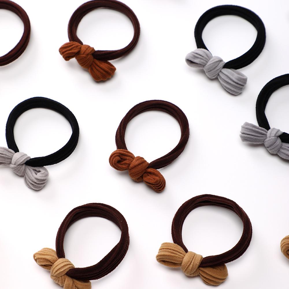 Nago Korean-Style Girls' Bow Hair Tie - Simple, Durable, High-Elastic Double Ponytail Holder