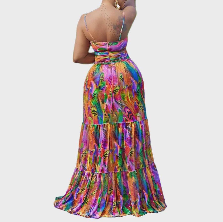 European & American Women's Sleeveless Backless Long Suspender Dress