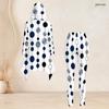 Women Plus Size Printed Hooded Long Sleeve High Low Top And Fitted Pants Two Piece Set