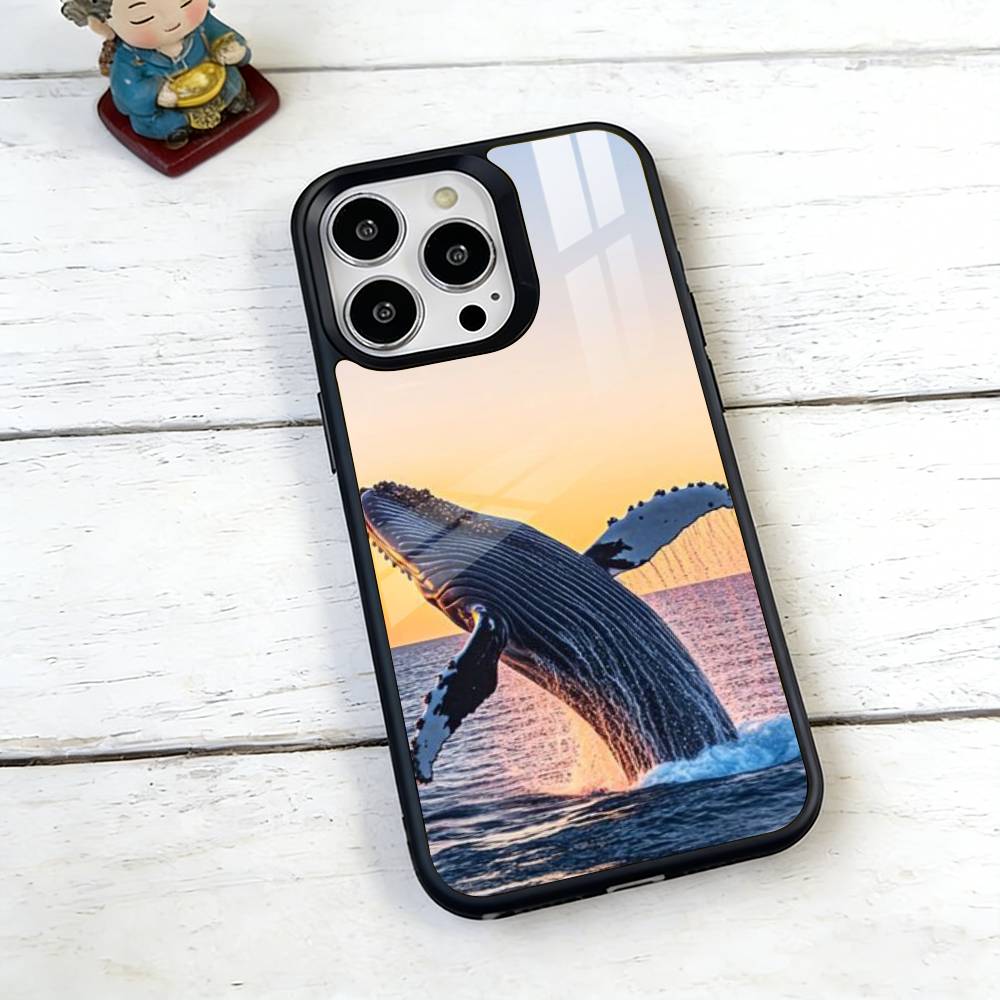 Ocean Blue Whale Phone Case For iPhone17,16,15,14,13,12,11 Plus,Pro Magnetic with Magsafe Wireless Charging