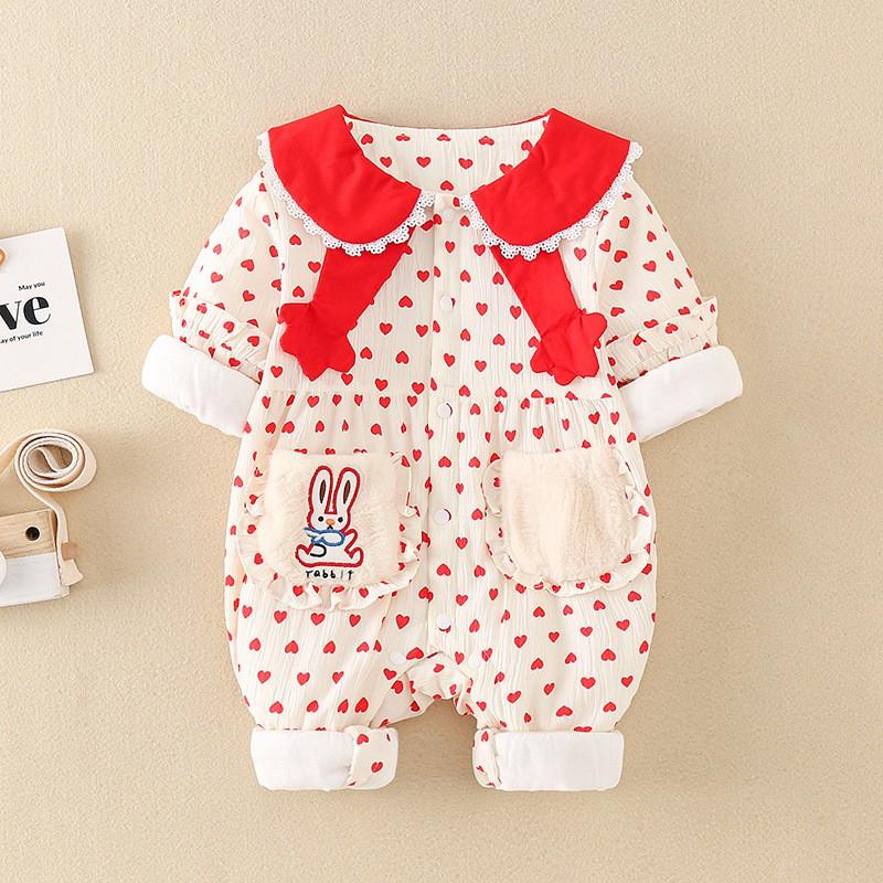 Baby Girl Outfit Princess Style Long Sleeve Romper Newborn To 12 Months Cotton Bodysuit