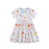 Girls' European Style Short Sleeve Princess Dress - Cute Print, Knit Cotton, Toddler Summer New Arrival