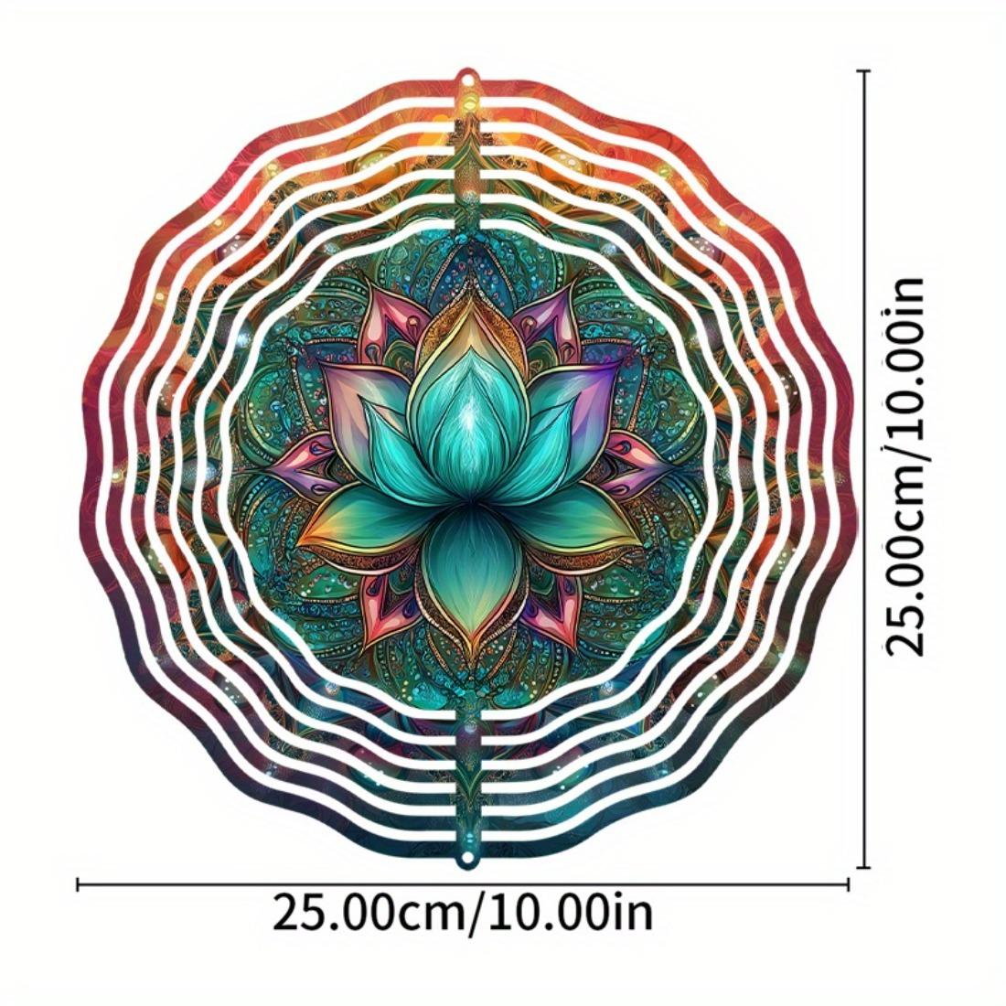 

3D Металл для Музыки ветра в виде цветка лотоса - Яркий дизайн мандалы с бирюзовыми и многоцветными узорами | Идеально для Дня благодарения 01A