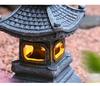 Antique Solar Garden Pagoda Lantern – Chinese Stone-Style Outdoor Decor