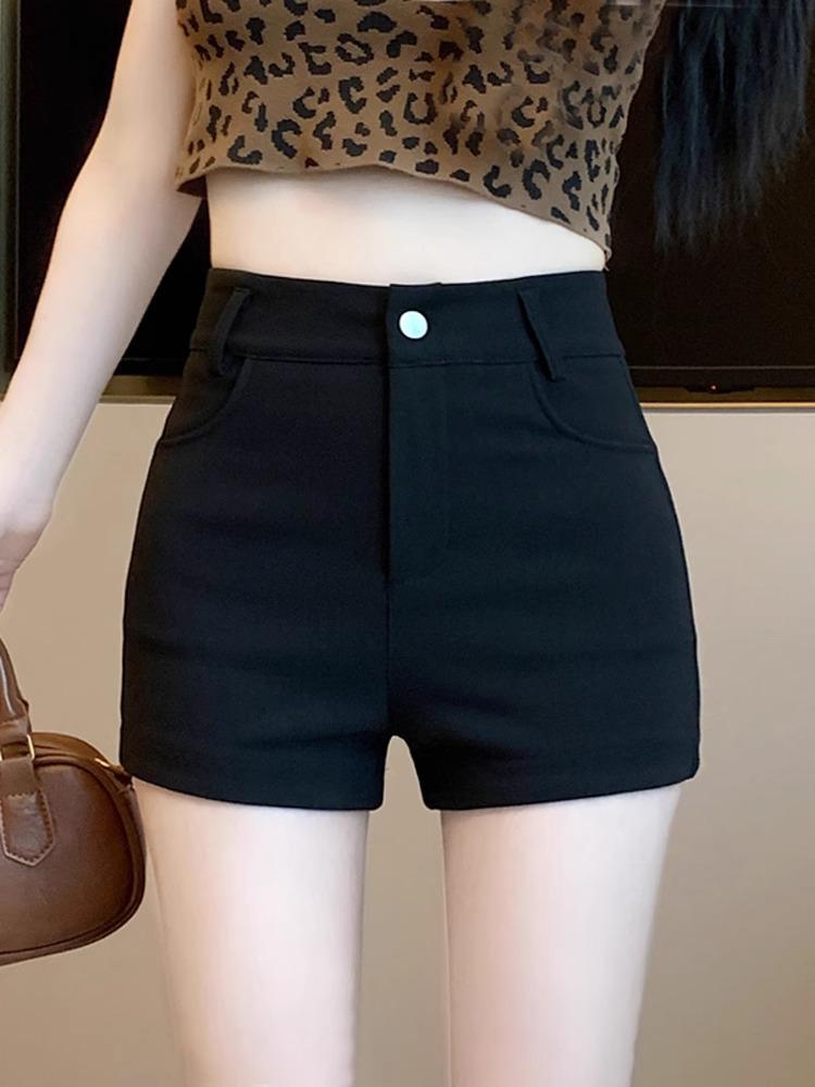 

Women s Black Slimming High-Waist A-Line Shorts - Petite Autumn Style S чёрный