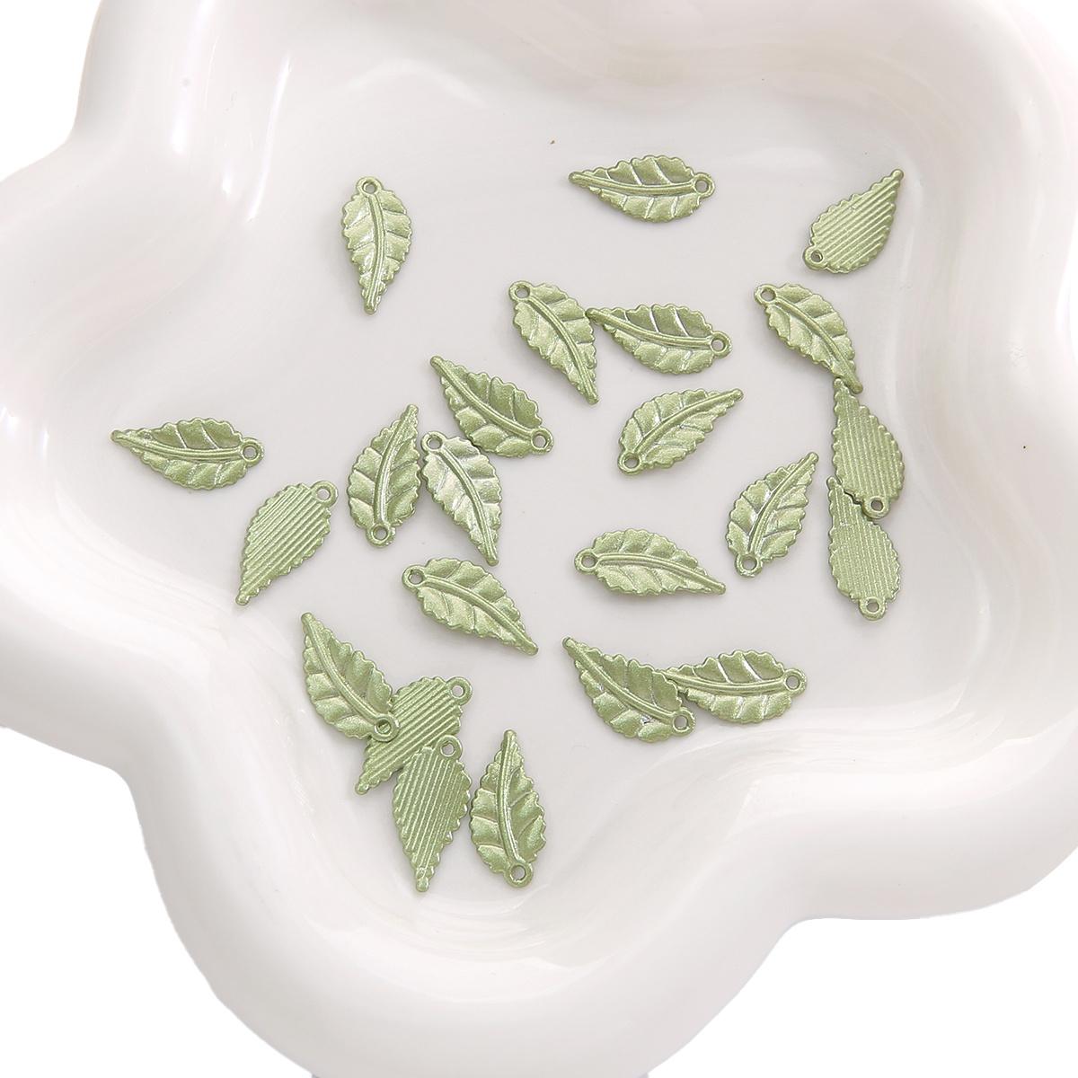 

1-2 шт./пакет из сплава с зелеными листьями, подвеска, браслет, ожерелье, серьги, ювелирные аксессуары 8x17mm 2pcs/bag