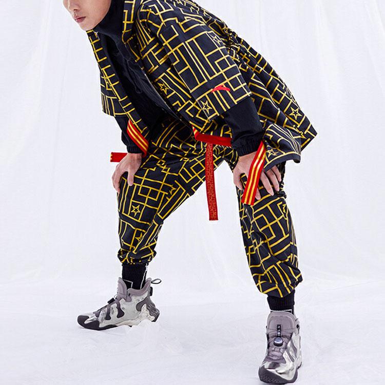 Anta Star Series Casual Sports Full Print Woven Hooded Windbreaker Men Outerwear Black 172030605-2